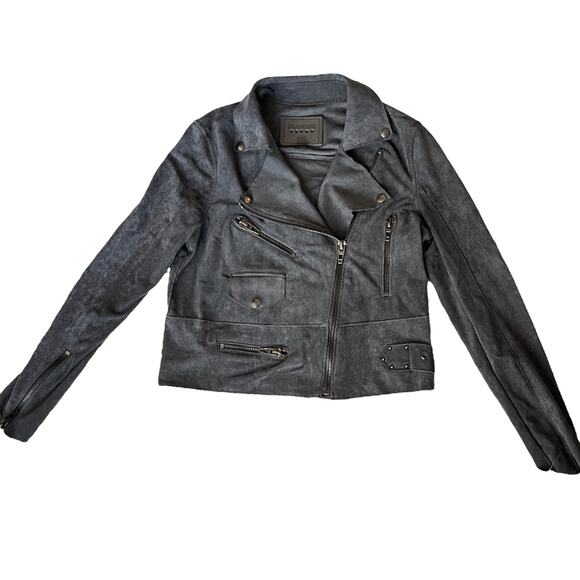 BLANK NYC Size XS Women's Cropped Microsuede Grey Moto Jacket - Picture 7 of 9
